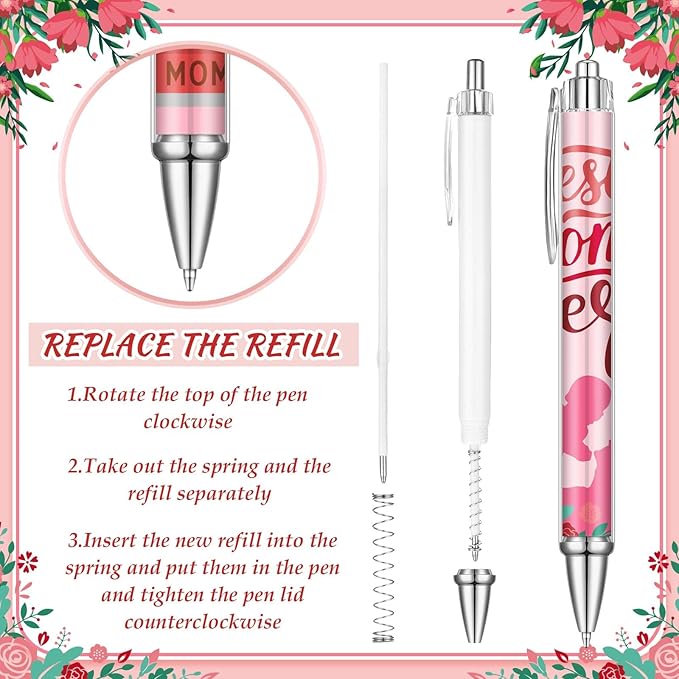 24 Pcs Mothers Day Pen Bulk Appreciation Gift for Mom Party Favors Birthday Cute Pen for Mother Thank You Gift for Women Desk Decoration Journaling Stationery Accessories Office Group Souvenir
