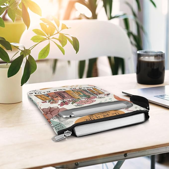 Book Sleeve. Christian Faith God Religious Gift. Bible Book Cover with Zipper and Front Pocket. Washable 11 X 8.5 Inch Padded Book Bag. Gift for Book Lovers. Women of The Bible