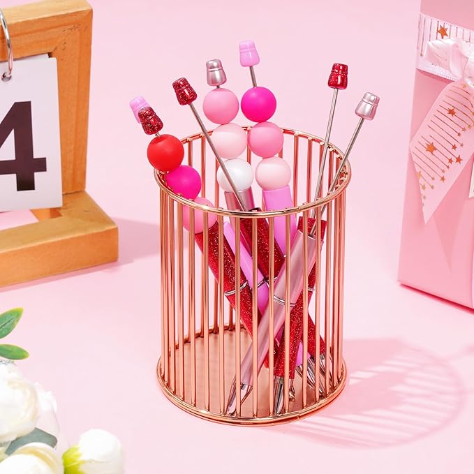 jiebor 30Pcs Valentines Beadable Pens Plastic Bead Pen Black Ink Ballpoint Pens Diy Pens Cute Cool Pens for Teacher Gift Office Supplies