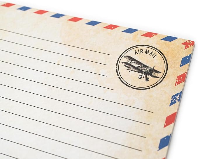 50 Pack Airmail Paper - Airmail Writing Paper - Blue Air mail Paper for Letter Writing, Invitations, Love Letters, Military Correspondence, Christmas letters, Vintage Letters - Size 8.5 x 11 inch