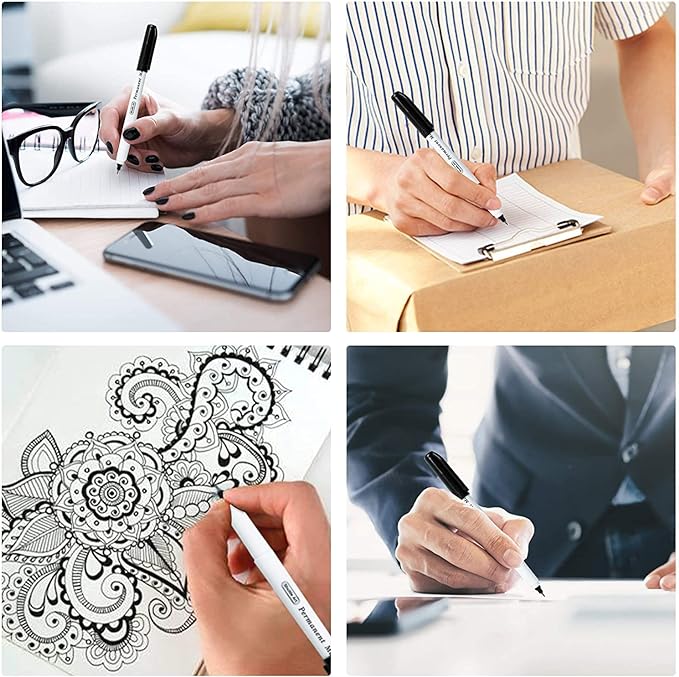 Shuttle Art Permanent Marker, 30 Pack Ultra Fine Point Black Permanent Marker set, Works on Plastic,Wood,Stone,Metal and Glass for Doodling, Marking