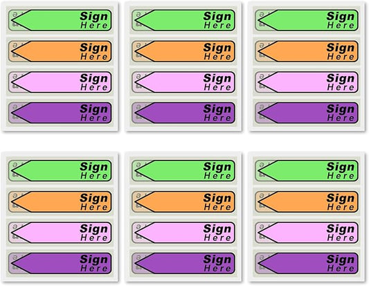 600pcs Stickers(6 Pack) Sign Here Labels, Sign Here Flags Sticky Notes Initial Tabs with Dispenser Arrow Labels Easy to Post for Office School Notary Books(Light green 1)