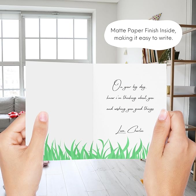ALY LOU Cute Thank You Card, Thank U Greeting Note Card for Business, Teacher, Wedding, Birthday, Baby Shower, Blank Inside (Moo-Chas Grass-ias)