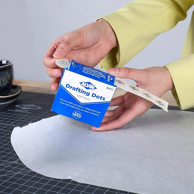 ALVIN Drafting Dots Model DM123 Low Tack Adhesive, Ideal for Drafting, Tracing, Drawing, and Household Use, Easy Removal with No Residue - 500 Dots, 7/8-inch Diameter