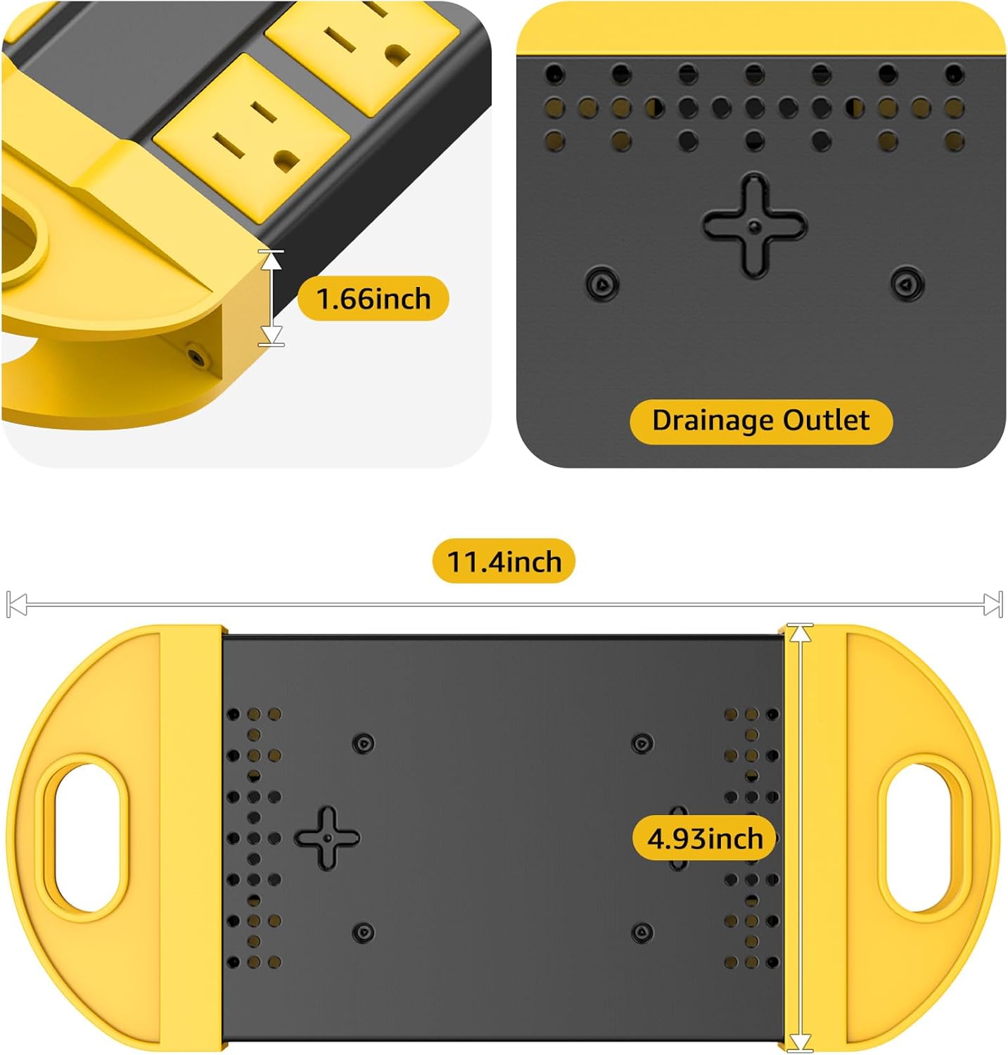 CCCEI Outdoor Power Strip Weatherproof with 8 Plug, Waterproof Extension Cord with Multiple Outlets, Christmas Exterior Garden Yard Surge Protector 25FT, Yellow.