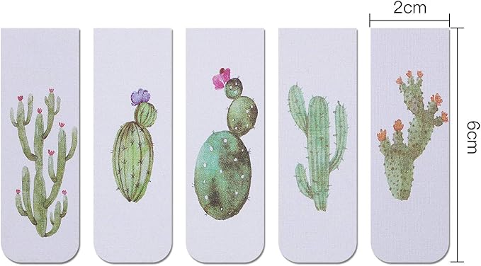 Chinco 10 Pieces Magnetic Bookmarks Magnet Page Markers Assorted Book Markers Set for Students Reading Gifts for Christmas(Cactus)
