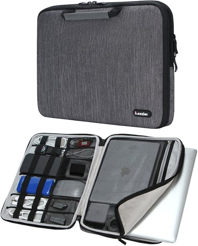 iCozzier 15-15.6 Inch Handle Electronic Accessories Strap Laptop Sleeve Case Bag Protective Bag for 15" MacBook Air/MacBook Pro/Pro Retina Sleeve – Grey