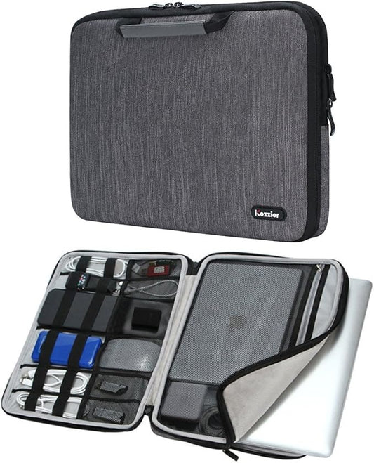 iCozzier 15-15.6 Inch Handle Electronic Accessories Strap Laptop Sleeve Case Bag Protective Bag for 15" MacBook Air/MacBook Pro/Pro Retina Sleeve – Grey