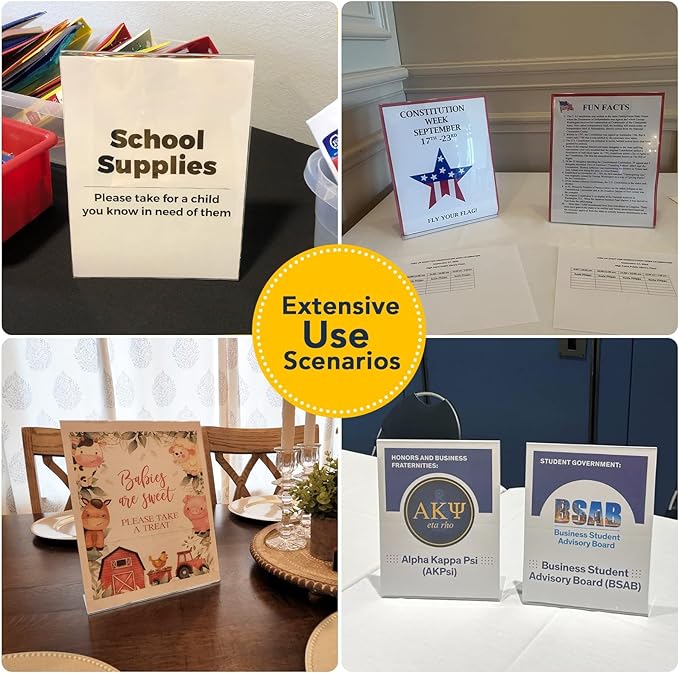 Acrylic Sign Stand Holders - 8.5 x 11 Inches Clear Plastic Table Paper Display Stand, Suit for Displaying Posters, Picture, Flyers, Menu - 24 Pack