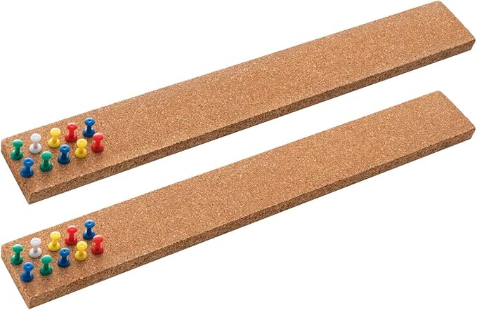 HBlife Cork Board Bulletin Board Bar Strip 2 Pack, 15x2 Inch - 1/2 Inch Thick, Frameless Cork Board Strips with 50 Multi-Color Push Pins, Strong Self Adhesive Backing
