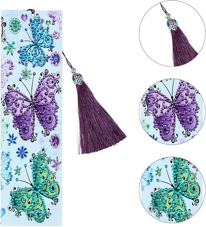 2Pack Diamond and Painting Bookmarks DIY Bookmarks with Tassel Great Gifts for Christmas, Thanksgiving, New Year, Birthday