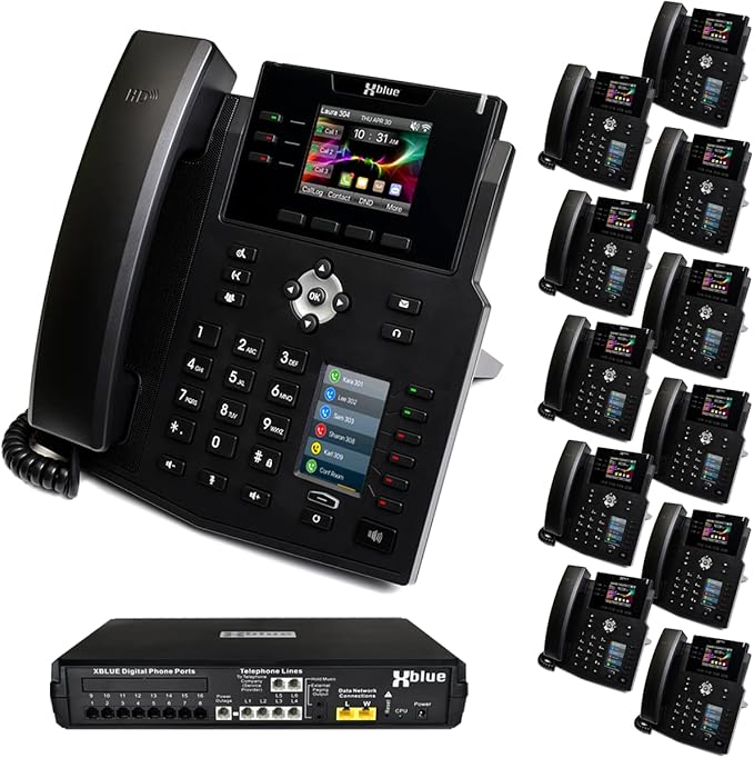 XBLUE X16 Plus VoIP System Bundle with (12) IP9g IP Phones - Including Auto Attendant, Voicemail, Remote Phone Extensions & Call Recording