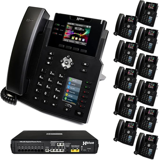 XBLUE X16 Plus VoIP System Bundle with (12) IP9g IP Phones - Including Auto Attendant, Voicemail, Remote Phone Extensions & Call Recording
