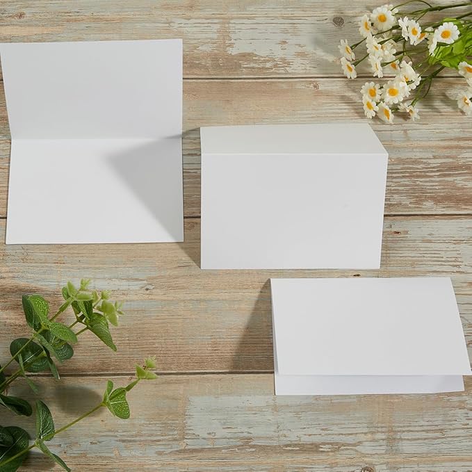 50 Pack Blank Cards Folded Cardstock Thank You Blank Greeting Cards for Invitations, Wedding, Greeting Cards, All Occasion DIY, 5x7 Folded Cards White