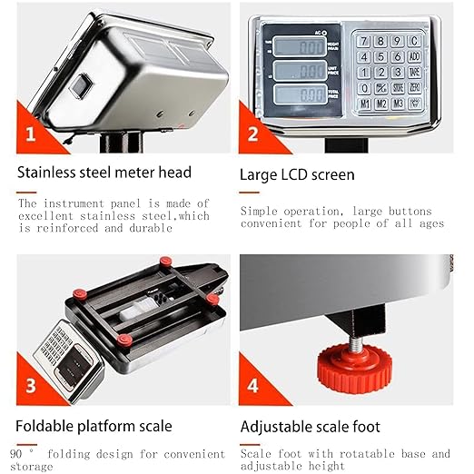 660lb Floor Weight Computing Postal Scale - Digital Large Platform Scale LB/KG Perfect Industrial Platform Scale Foldable for Postal Luggage Shipping Mailing Weighing Double-Sided Display
