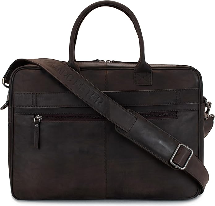 Marc Peter Hamilton Real Leather Business Bag for Men and Women | 15.6 inch Laptop Bag | Shoulder Bag for Men
