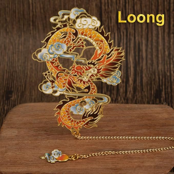 MOZART Gift Box Chinese Dragon Chinese Style Brass Bookmark Classical Mythological Characters Mountain and Sea Sutra Series Creative Cultural Copper Bookmark Metal Bookmarks