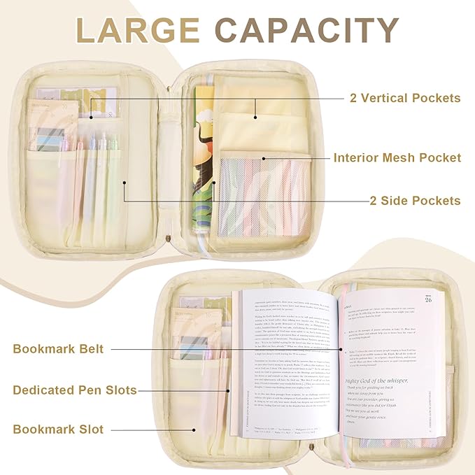 Personalized Initial Bible Cover Case for Women Girls Kid - Large Corduroy Bible Case with Handle, Stylish Chenille Letter Bag Study Supplies, Perfect Christmas Gifts for Christians Women (Khaki-T)