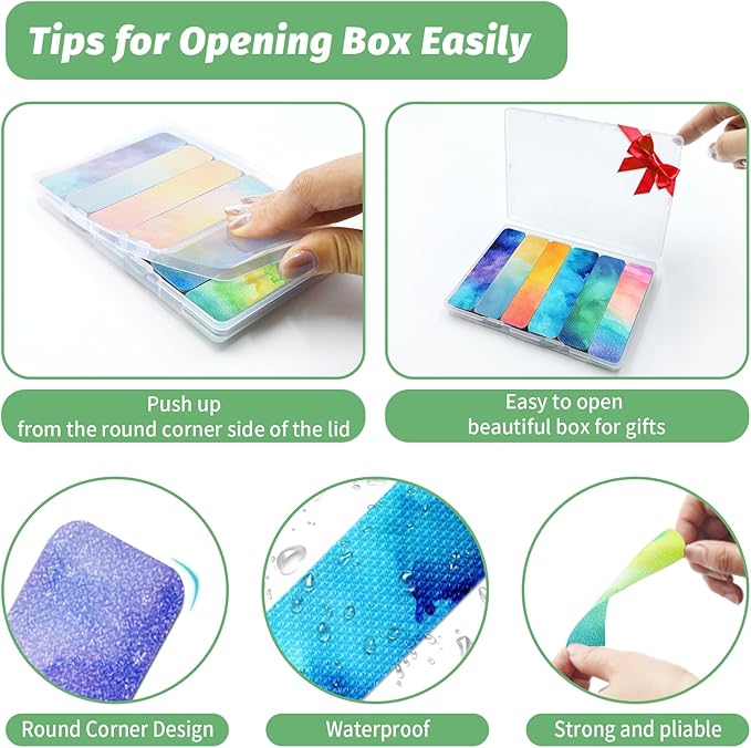 72 Pieces Anxiety Sensory Stickers with Storage Box - Calming Stickers 2 Textured Surface - Fidget Strips for Office & Classroom Desk Adult & Teen Stress (Watercolor)