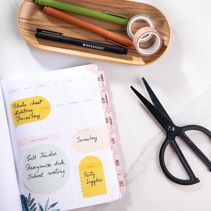 DiverseBee Transparent Sticky Notes (Includes Quick Dry Pen), Cute Clear Sticky Tabs, Translucent Page Flags Book Markers Stickers, Planner Accessories Bible Journaling Study Office Supplies (Matera)