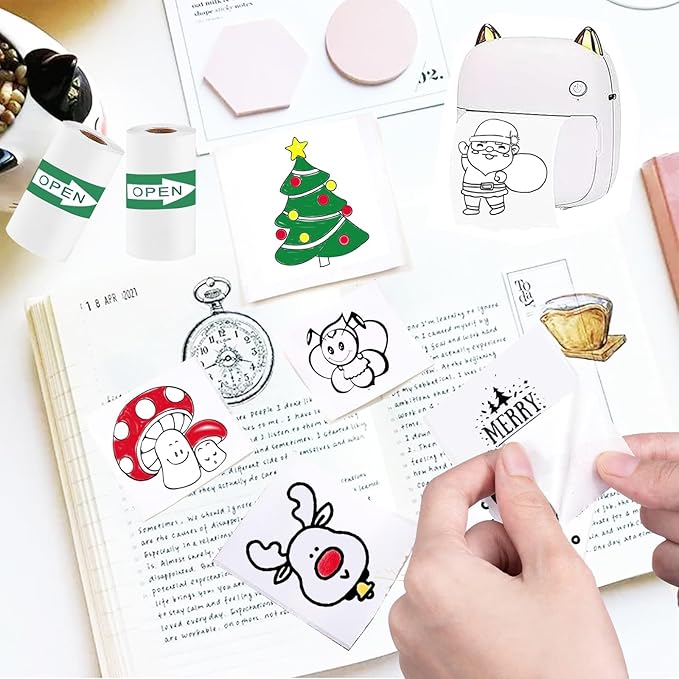 16 Rolls Self-Adhesive Thermal Paper, Glossy Thermal Printer Paper for Mini Portable Printer, 50mm X 4m, Diameter 30mm, Thermal Labels for Most Pocket Printer