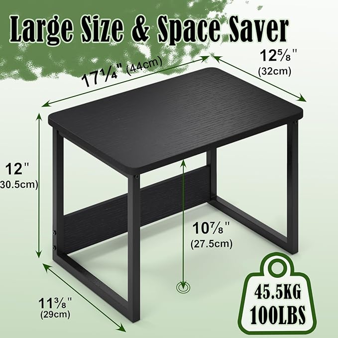 MARTY Printer Stand with Storage for Desk, Desktop Printer Stand Shelf Organzier for Home/Office Heavy Duty Printer Riser Under Desk Small Printer Table for Fax Machine Copier Scanner(Black)