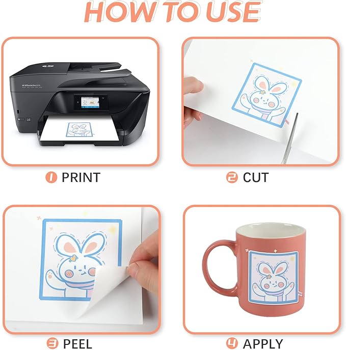 HTVRONT Printable Vinyl Sticker Paper - 8.5"x11" Glossy White printable vinyl for inkjet printer 25Pcs - 100 g Dries Quickly and Holds Ink Beautifully