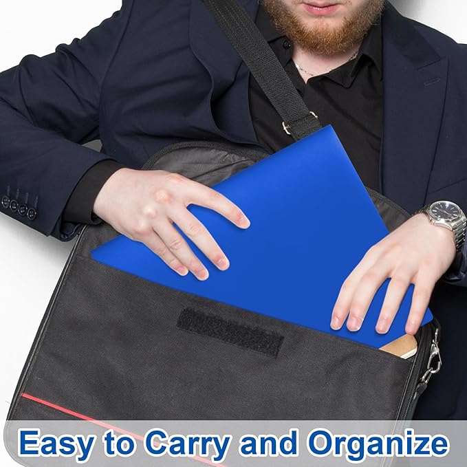 6-Pack Plastic Folders with Pockets,2-Pocket Poly Folders Holds 8-1/2" x 11" Paper for School/Office/Home, Blue