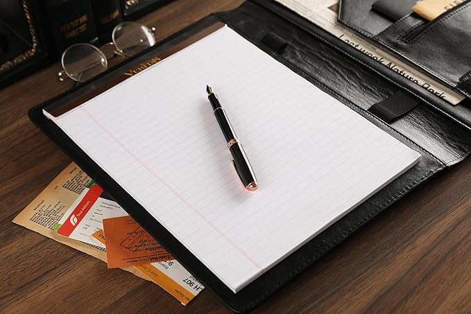 Personalized Leather Padfolio for Lefty, Business Portfolio Binder with Notepad Holder, Legal Pad Portfolio Folder for Men/Women - Black