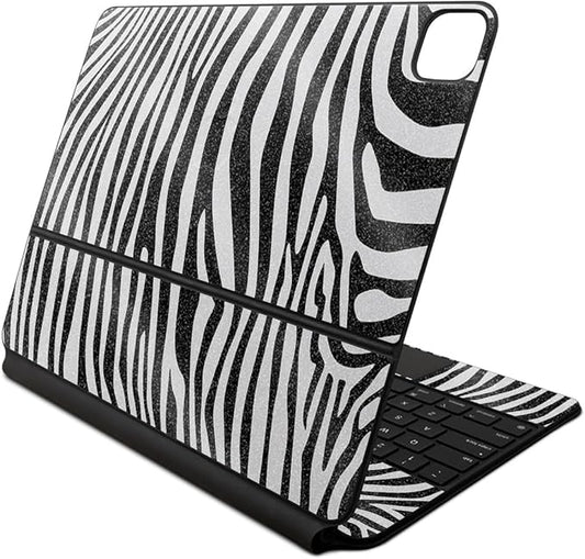 Glossy Glitter Skin Compatible With Apple Magic Keyboard for iPad Air 13-inch (M2) 2024 - Black Zebra - Premium 3M Vinyl Protective Wrap Decal Cover - Easy To Apply | Crafted in the USA by MightySkins