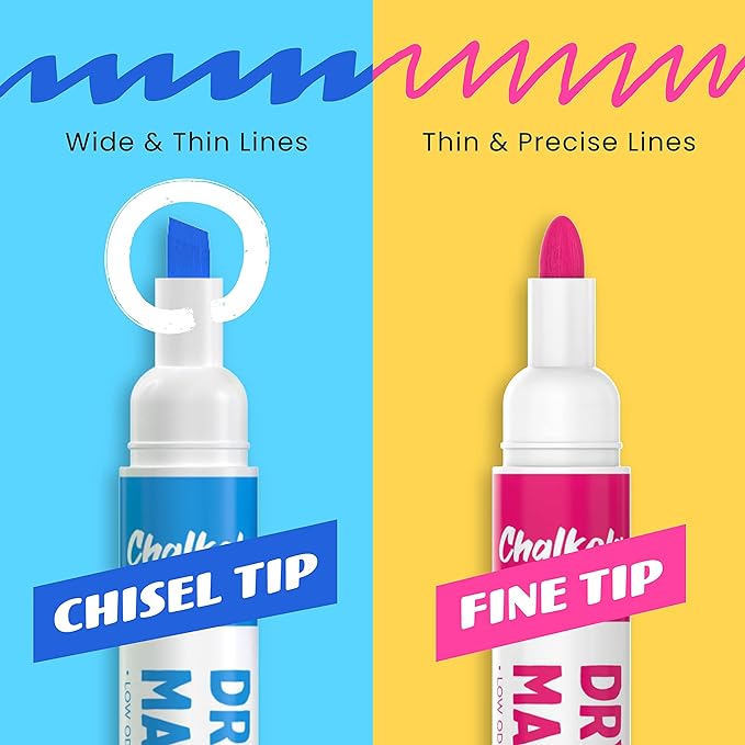 Chalkola Dry Erase Markers Bulk (60 Pack, 12 Vibrant Colors) | Chisel Tip WhiteBoard Markers, Dry Erase Pens - White Board Pens for Kids, Teachers - Home, Office, School Classroom Supplies