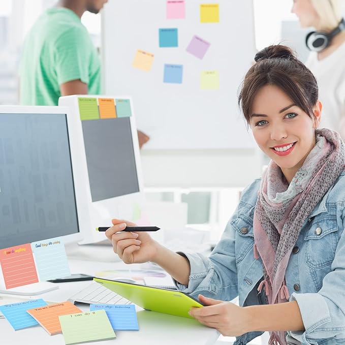 Yinder 24 Pcs Inspirational Sticky Notes with Lines Cute Motivational Sticky Notes Pad Employee Appreciation Gifts Bulk for Teacher Nurse Coworkers Office Supplies 3 x 3''(Light Color,Inspirational)