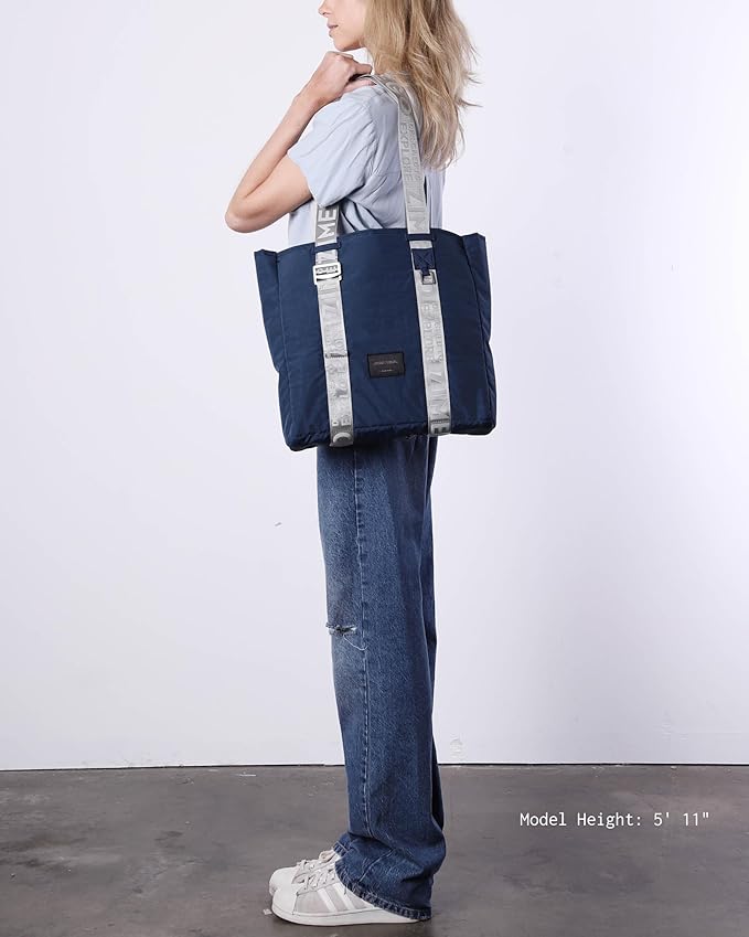 ZIMEGO Unisex Two-Tone Gym Tote Bag - Stylish Everyday Travel Tote with Double Top Handles