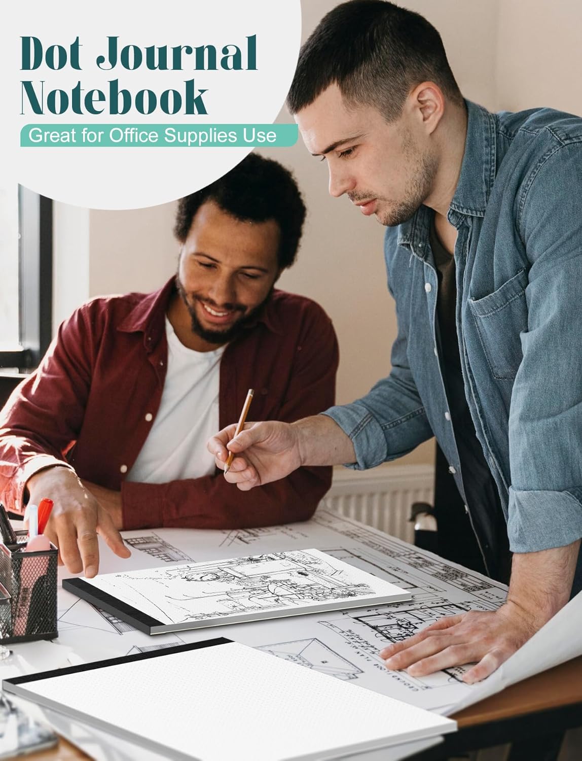 Dot Grid Notepad 8.5 x 11, 2 Pack, 5x5 Dotted Graph Paper 8-1/2 x 11", Dotted Journal Notepad for Sketching Journaling, Micro Perforated, White Thick Paper 1/5" Dots Notes Writing Pad, 30 Sheets/Pad