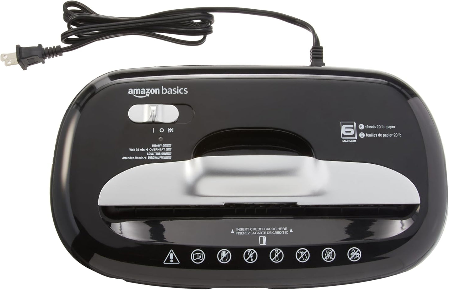 Amazon Basics 6 Sheet High Security Micro Cut Paper and Credit Card Home Office Shredder, Black