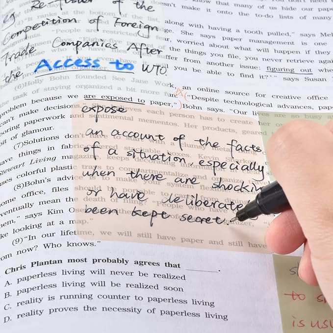 BAYTORY 700 Sheets Pastel Transparent Sticky Notes, Clear Waterproof 3 x 3 inch See Through Memo Pad, Self-Adhesive Translucent Writable Index Tabs for Annotating Books, Study Stationary Supplies