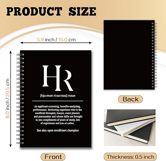 YAZMEEN Human Resources Blank Spiral Notebook（160 Pages） HR Definition Hardcover Sketchbook HR Appreciation Gift Human Resources Notebook Gift Funny Birthday Gift for HR Employee Colleague Manager