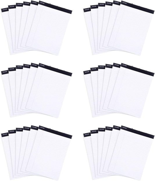 Mintra Office Legal Pads, ((xBasic, 5in x 8in, Narrow (White), 36pk (6-6pks)), Narrow Ruled, 50 Sheets per Notepad, Micro perforated Writing Pad, Notebook Paper for School, College, Office, Work