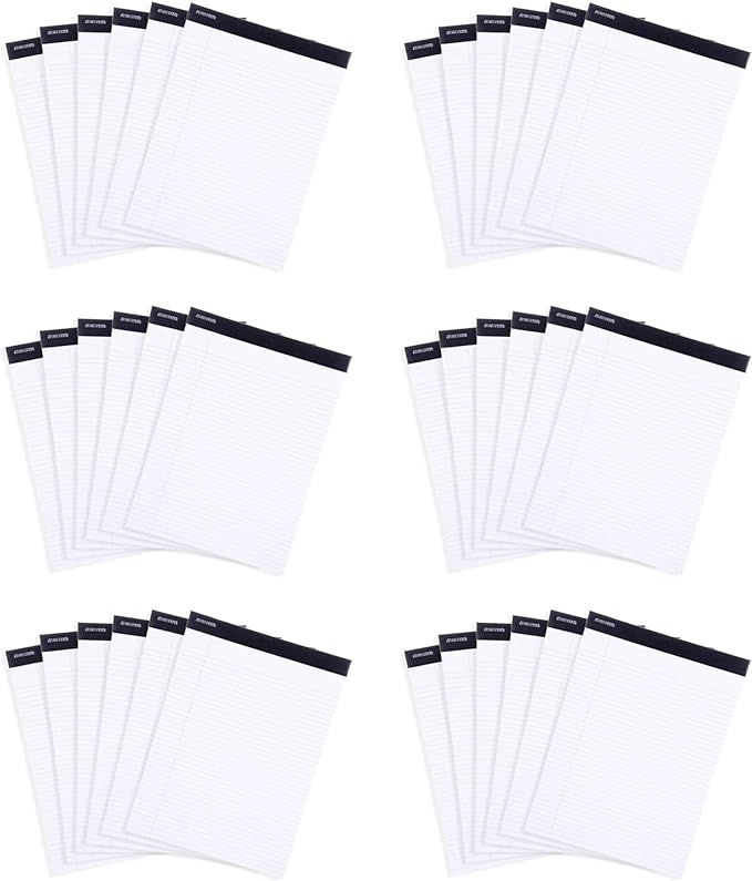 Mintra Office Legal Pads, ((xBasic, 5in x 8in, Narrow (White), 36pk (6-6pks)), Narrow Ruled, 50 Sheets per Notepad, Micro perforated Writing Pad, Notebook Paper for School, College, Office, Work