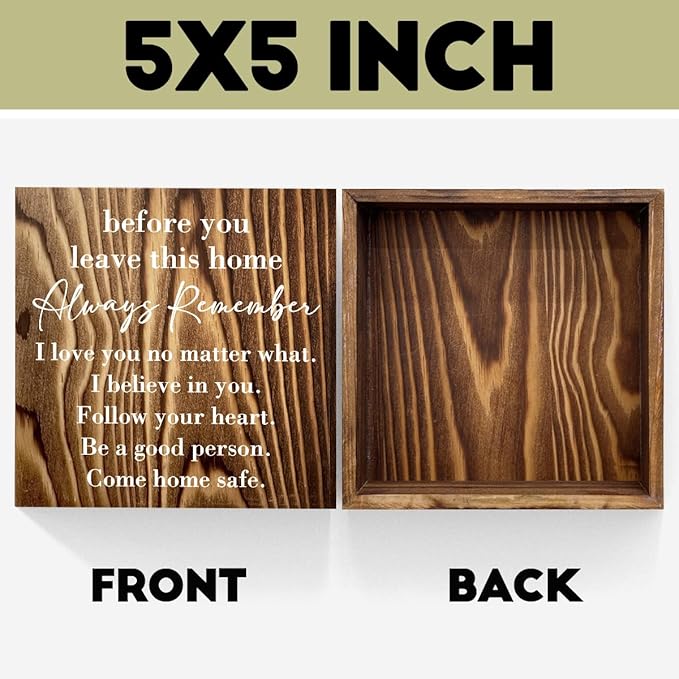 Inspirational Home Farmhouse Decor Desk Decor Wooden Box Sign Always Remember You are Braver Than You Think Rustic Wood Block Plaque Box Sign for Women Family Shelf Table Decoration Roasted Color