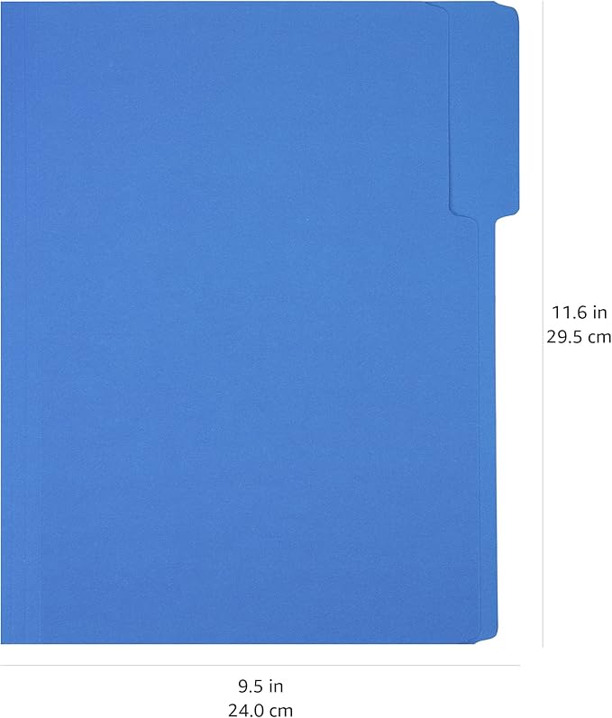 Amazon Basics File Folders, Letter Size, Heavyweight 1/3-Cut Tab Assorted Colors, 50-Pack