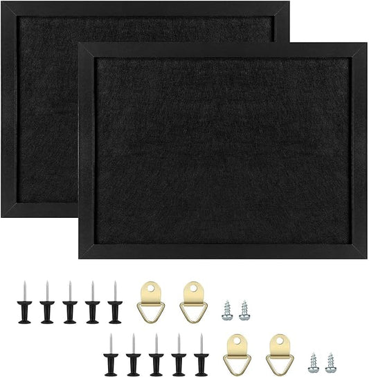 TORASO Cork Board Bulletin Board, Approx. 20" X 30" Cork Boards for Walls with Pins, Eye Bolts, gaskets, Screws, Pin Board for Office, School and Home (BK,50x75cm,2p