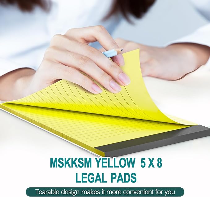 Note Pads 5x8, 8 Pack Small Legal Pads 5x8 Yellow Pad, College Ruled Legal Notepads, Lined Pads of Paper 5x8 Yellow Paper Writing Pads, 30 Sheets Per Notepad for School, Home, Office, Business