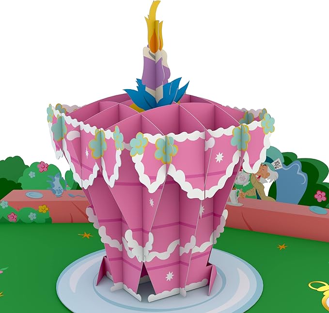 Lovepop Happy Birthday Pop-Up Card for Her and Him- 3D Disney Birthday Greeting Cards for Boys, Girls, Men, Women - Merry Unbirthday - 5" x 7" Alice in Wonderland - Blank Note Card & Envelope Included