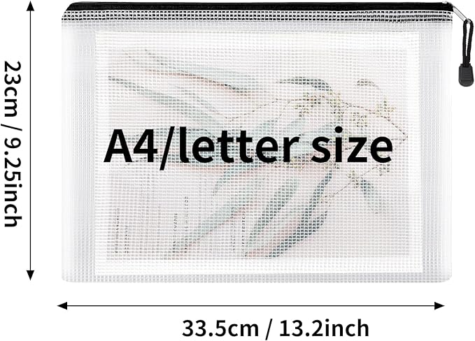 EOOUT 16pcs Mesh Zipper Pouch, Puzzles, Board Game Storage Bags for Organizing, Waterproof Zip File Bags, Letter Size, A4 Size, for School Office Supplies, Storage Bags, 8 Colors