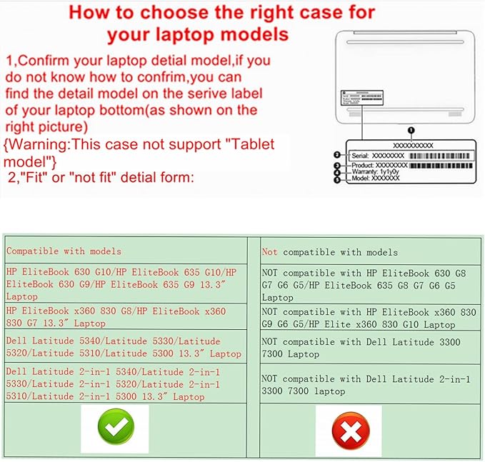 Alapmk Protective Case for Dell Latitude 5350 5340 5330 5320 5310/Latitude 2-in-1 5350 5340 5330 & EliteBook 630 G10/EliteBook 630 G9/EliteBook x360 830 G8/EliteBook x360 830 G7 13.3" Laptop,Black
