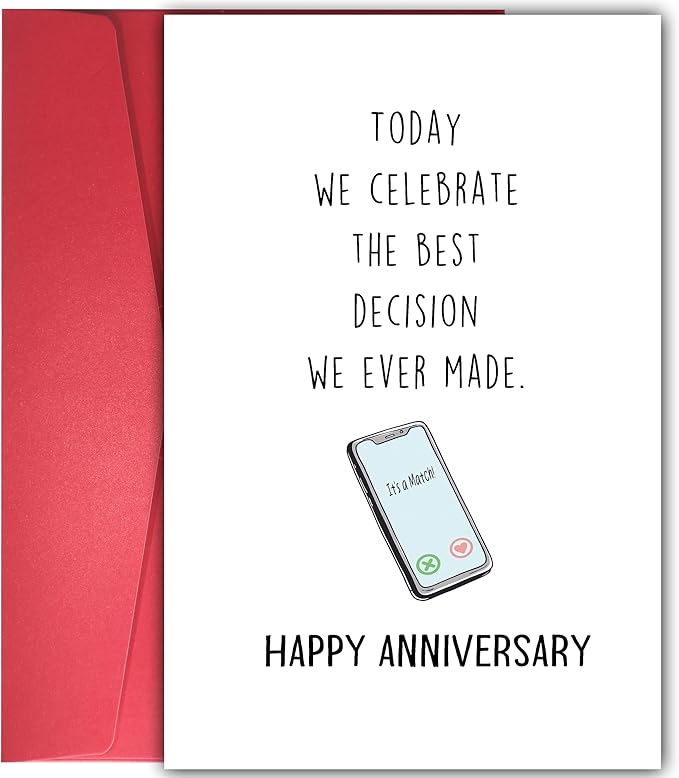 Funny Met Online Dating Anniversary Card, Swipe Dating Card for Boyfriend Girlfriend, Anniversary Card for Him Her, Internet Dating Card, Celebrate The Best We Decision We Ever Made