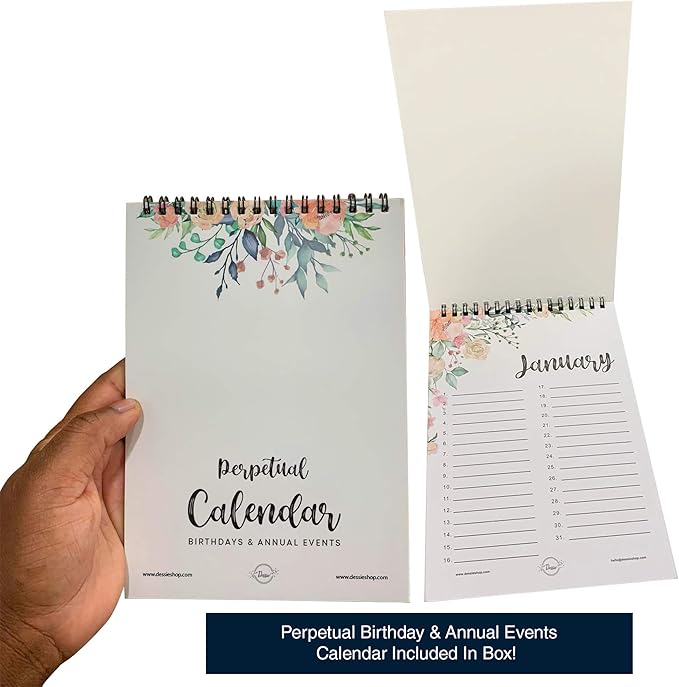 Dessie 30 Unique Happy Birthday Cards 5x7 - Gold Foil Birthday Cards Bulk With Message Inside. 32 White and Colored Envelopes, Perpetual Birthday Calendar and Gold Sealing Stickers Included In Box