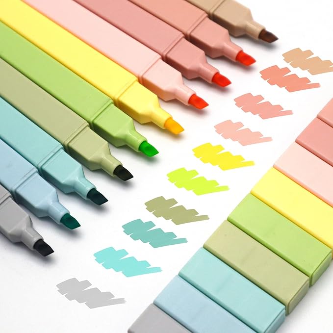 Vitoler Bible Highlighters with Soft Chisel Tip,10Pcs,Aesthetic No Bleed Dry Fast Easy to Hold, Bible Highlighters,Cute Highlighters for School Office Supplies
