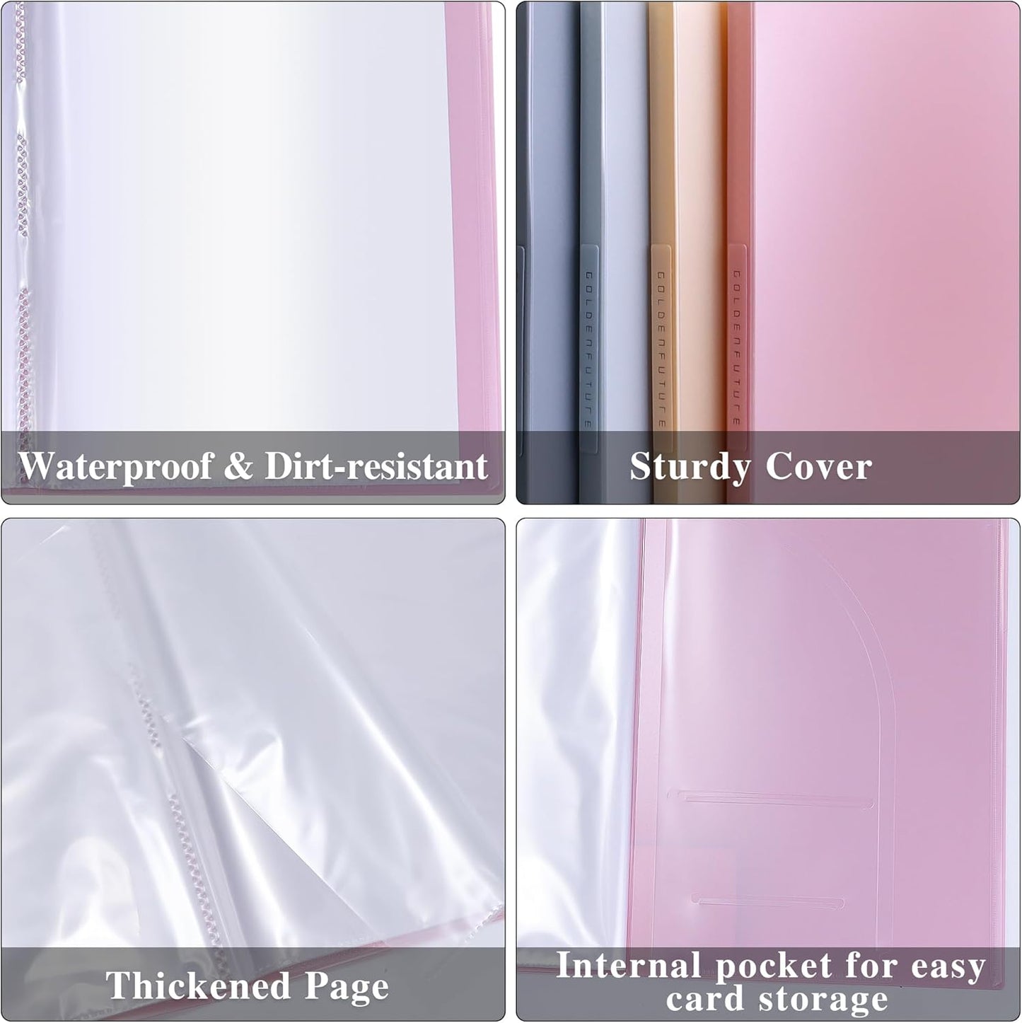 Tuhangcc Binder with Plastic Sleeves 8.5x11 20-Pocket - Heavy Duty Art Portfolio Folder with Clear Sheet Protectors,Displays 40Pages, Presentation Book,Document Organizer(Light Grey)